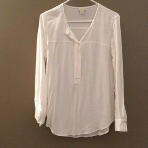 J Crew Classy Half Button-Down Popover Blouse